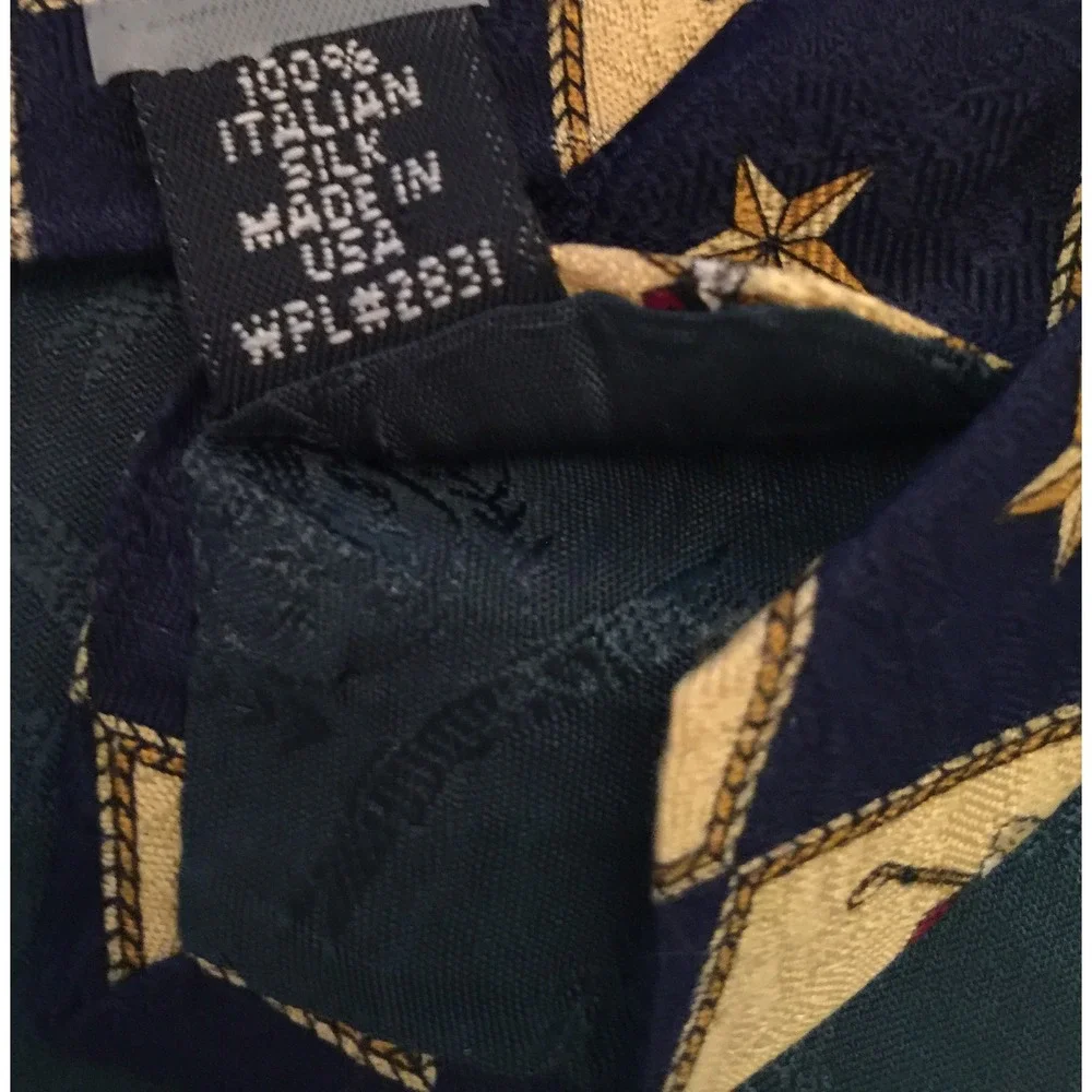 Tommy Hilfiger Men's Tie Italian Silk Novelty Vintage Golfer Blue Gold 57